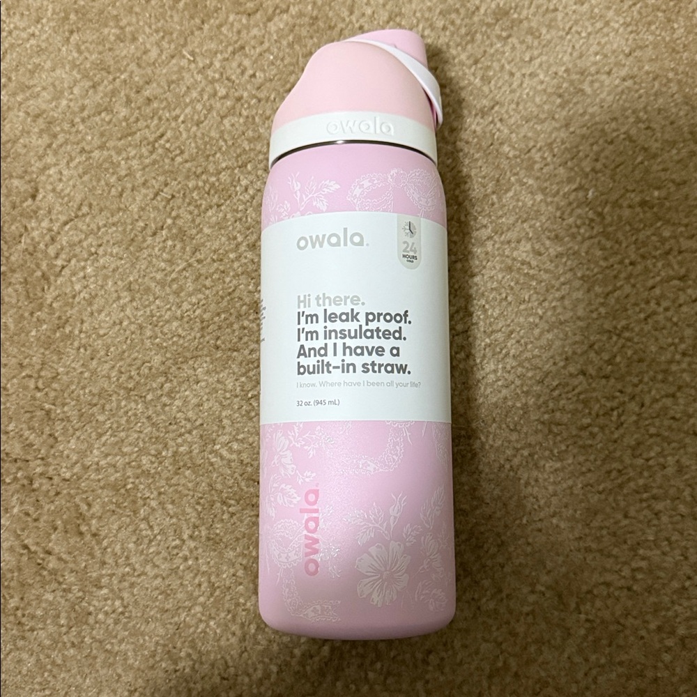 Owala Pink Insulated Water Bottle with Straw